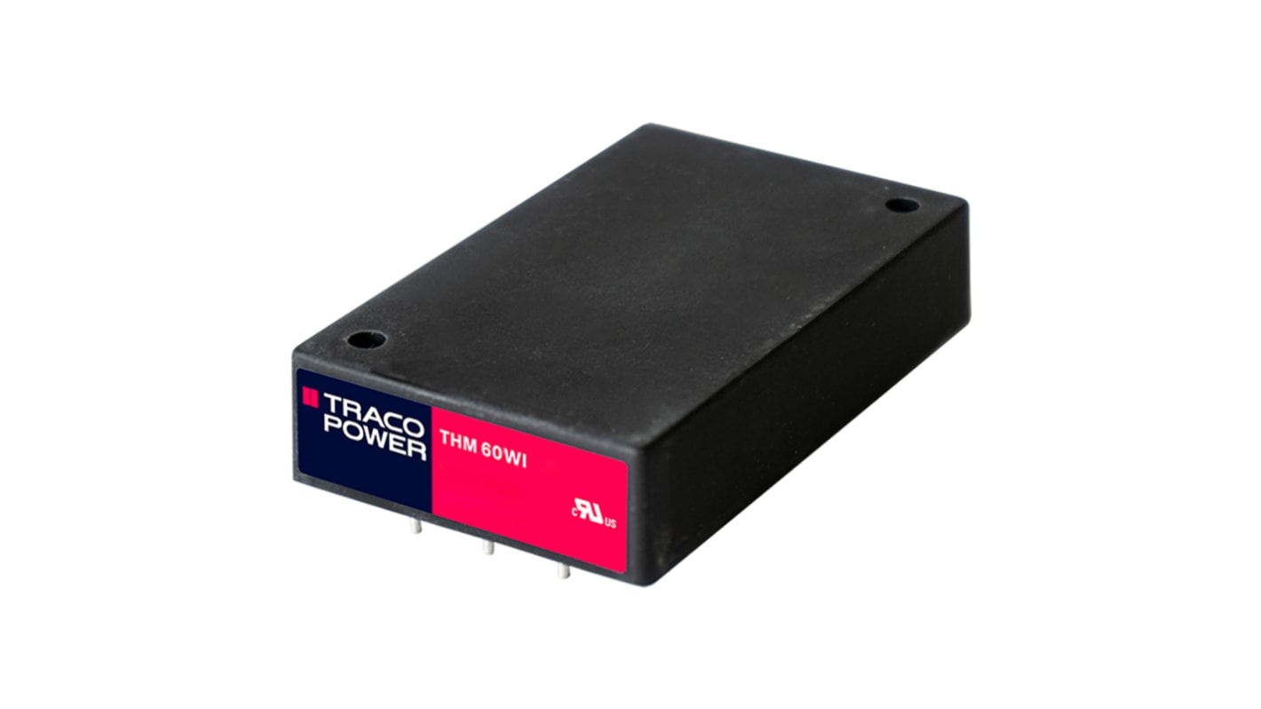TRACOPOWER Power Supply, THM 60-4811WI, 5.1V dc, 12A, 60W, Dual Output, 18-75V dc Input Voltage