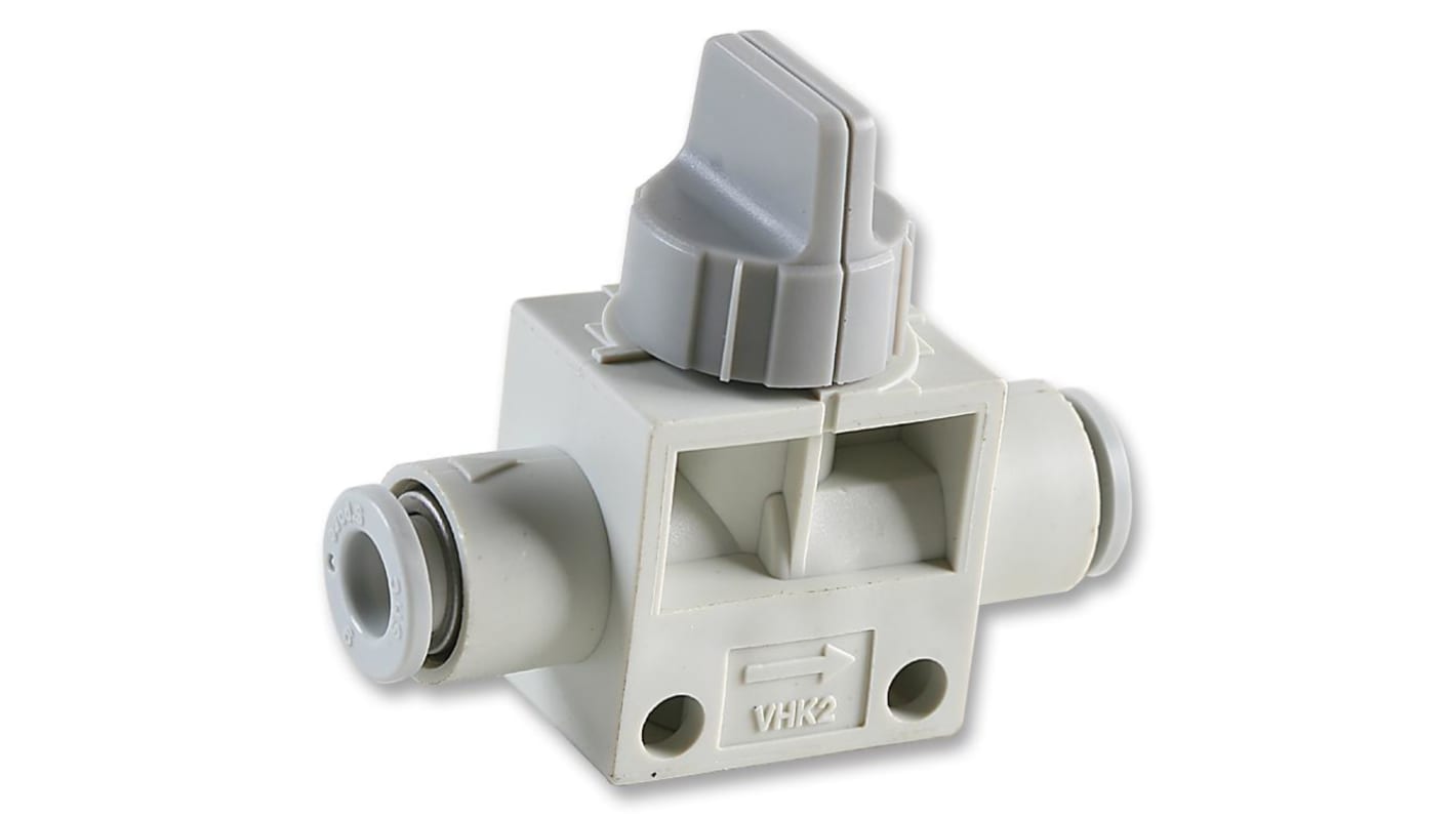 SMC Knob Manual Control Pneumatic Manual Control Valve VHK-A Series, One-Touch Fitting 4 mm, Push In 4 mm, III B