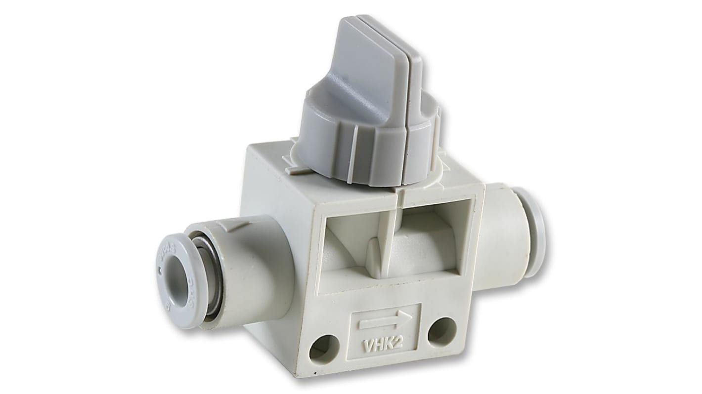 SMC Knob Manual Control Pneumatic Manual Control Valve VHK Series, Push In 6 mm, 1/4in, III B