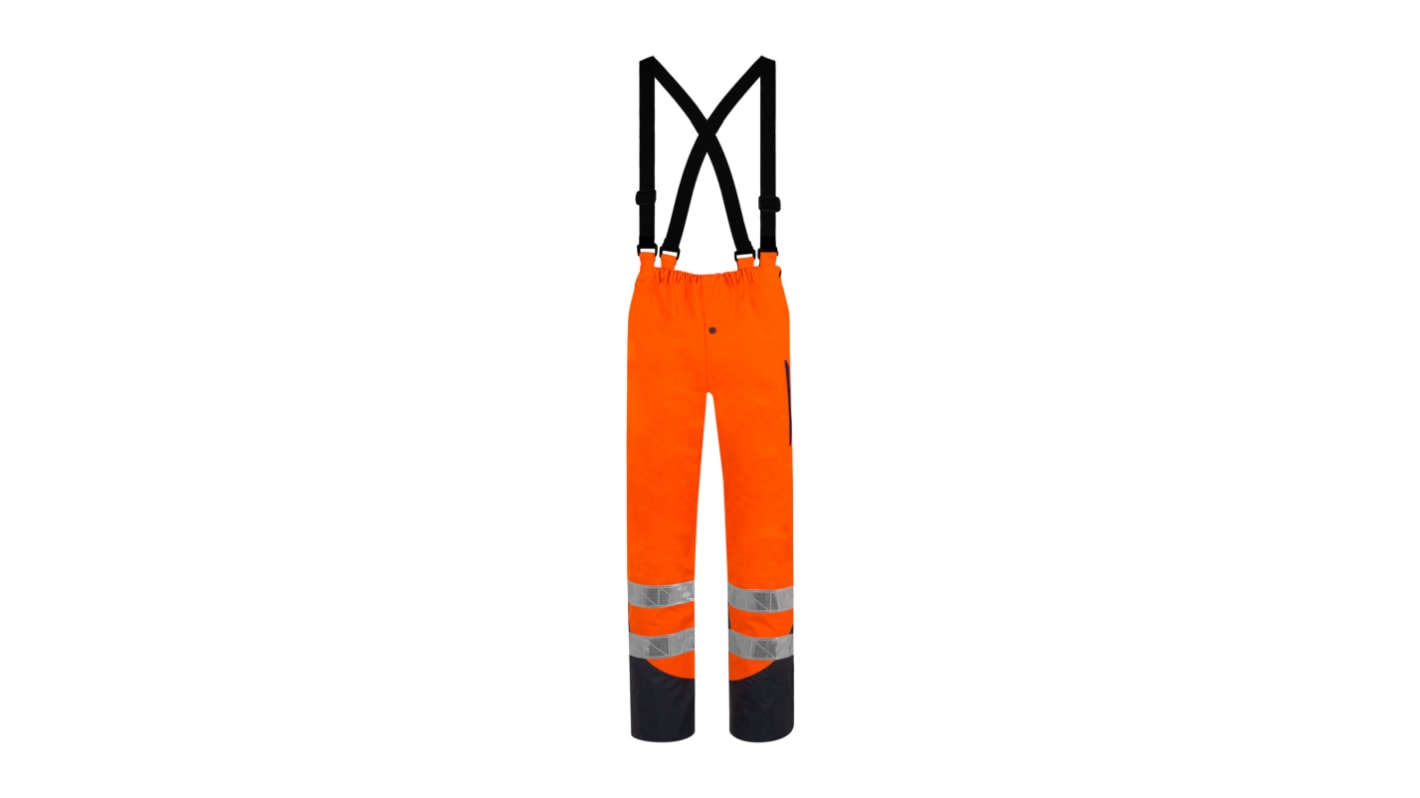 T2S Cap Horn Orange Breathable, Hi-Vis, Waterproof Hi Vis Work Trousers, XXL Waist Size