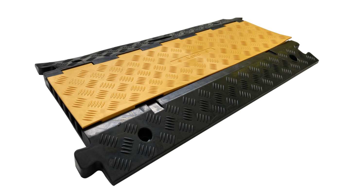 RS PRO 910mm Black/Yellow Cable Cover in Rubber, 25mm Inside dia. RS