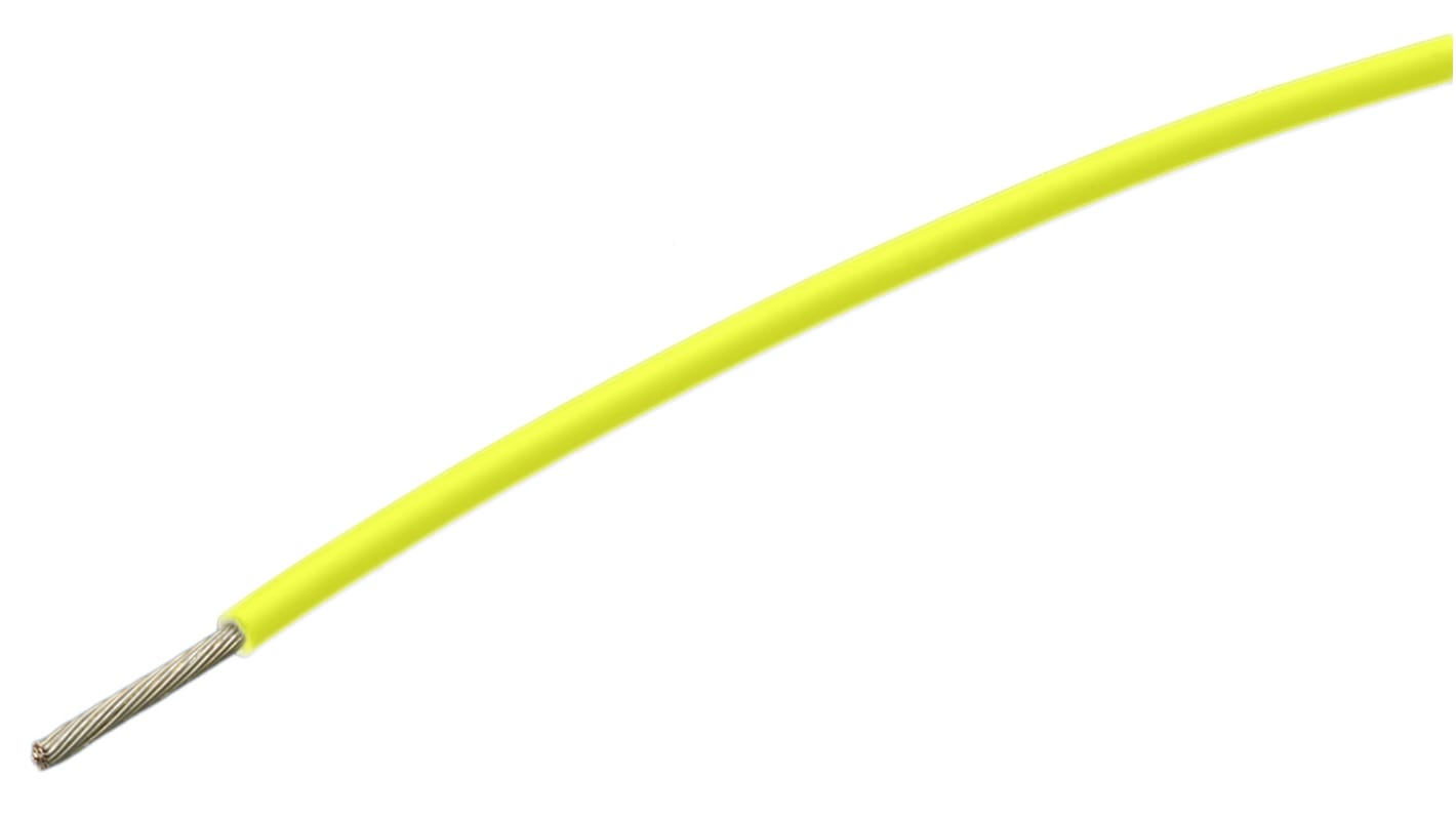 TE Connectivity FlexLite Series Yellow 0.25 mm² Hook Up Wire, 23 AWG, 19/0.13 mm, 100m, ETFE Insulation