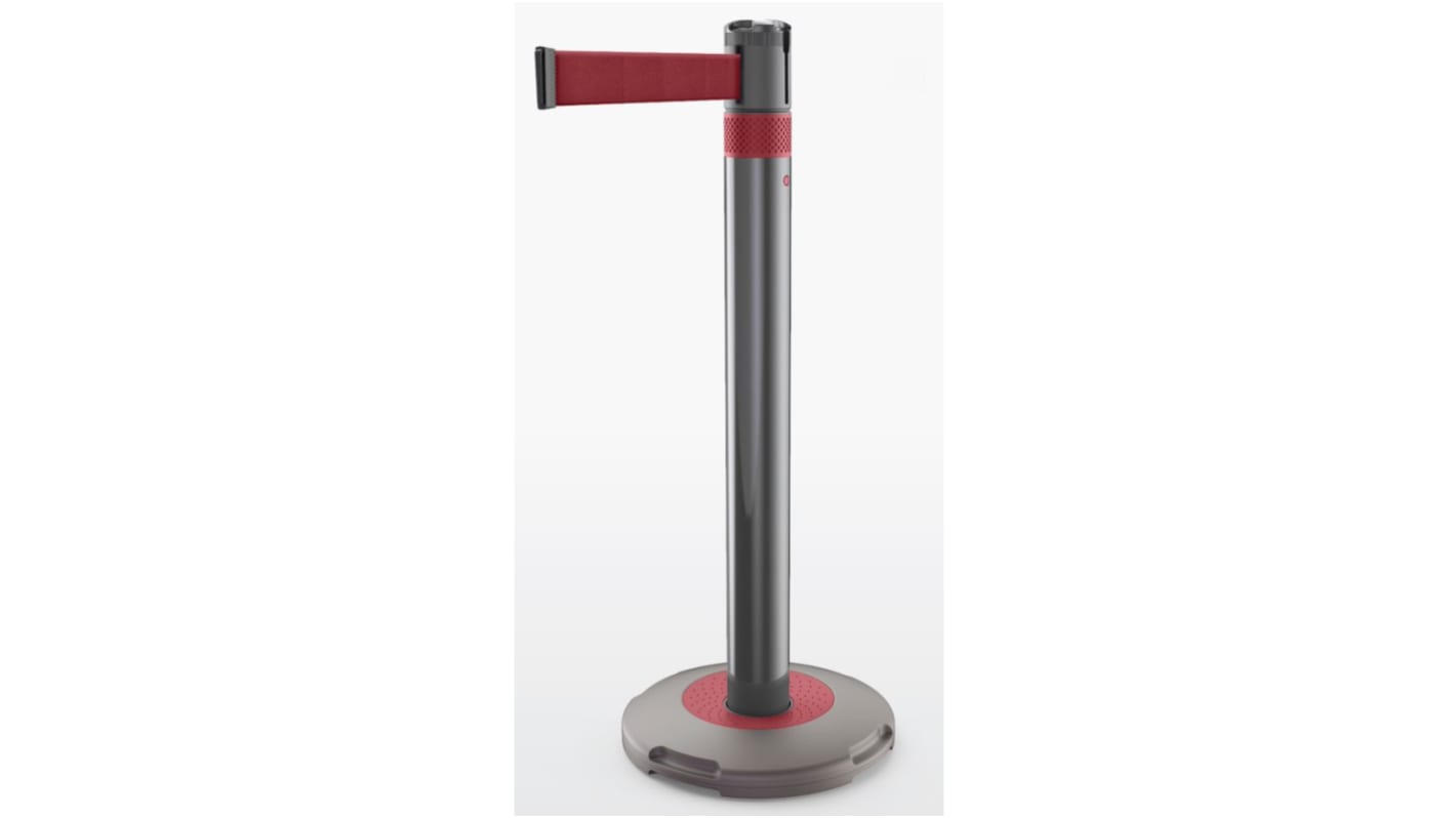 Skipper Black & Red Nylon Retractable Barrier, Red Tape