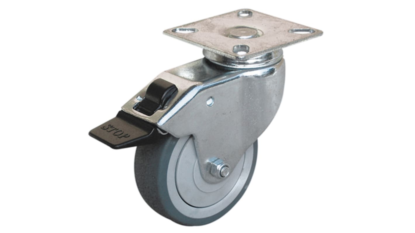 Guitel Hervieu Braked Swivel Castor Wheel, 60kg Capacity, 75mm Wheel