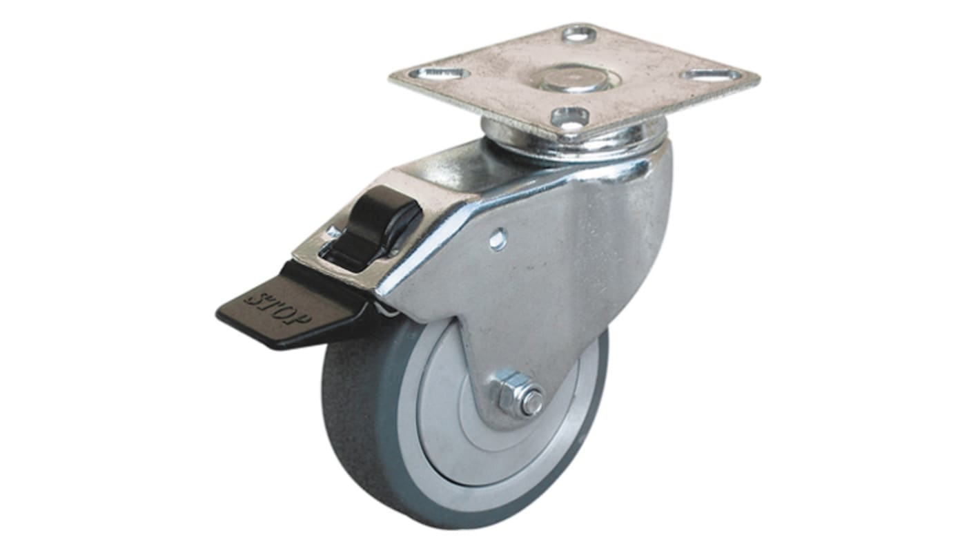 Guitel Hervieu Braked Swivel Castor Wheel, 70kg Capacity, 100mm Wheel