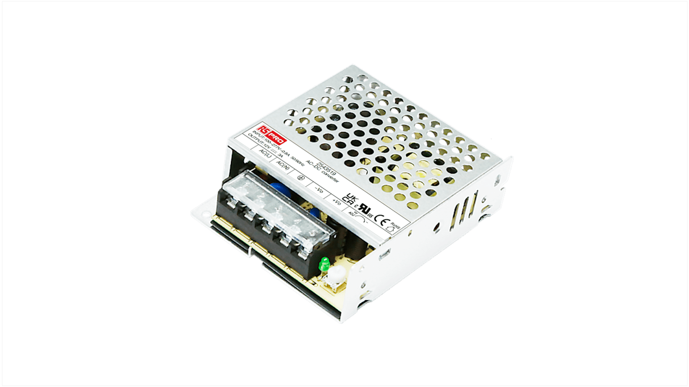 RS PRO AC-DC Power Supply, 12V dc, 3A, 35W, 1 Output, 120 → 430V dc Input Voltage