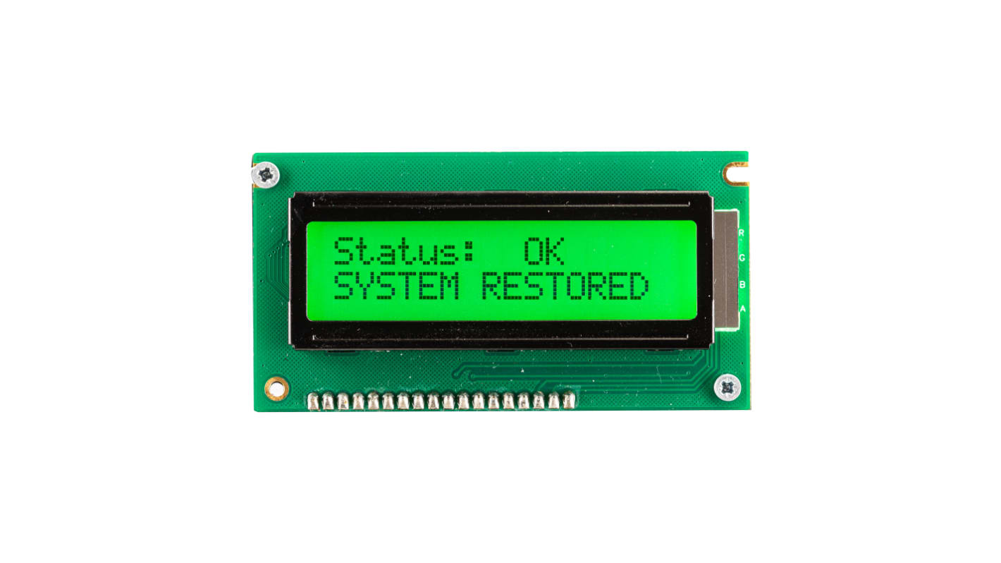 Midas MD21605A6W-FPTLRGB LCD LCD Display, 2 Rows by 16 Characters