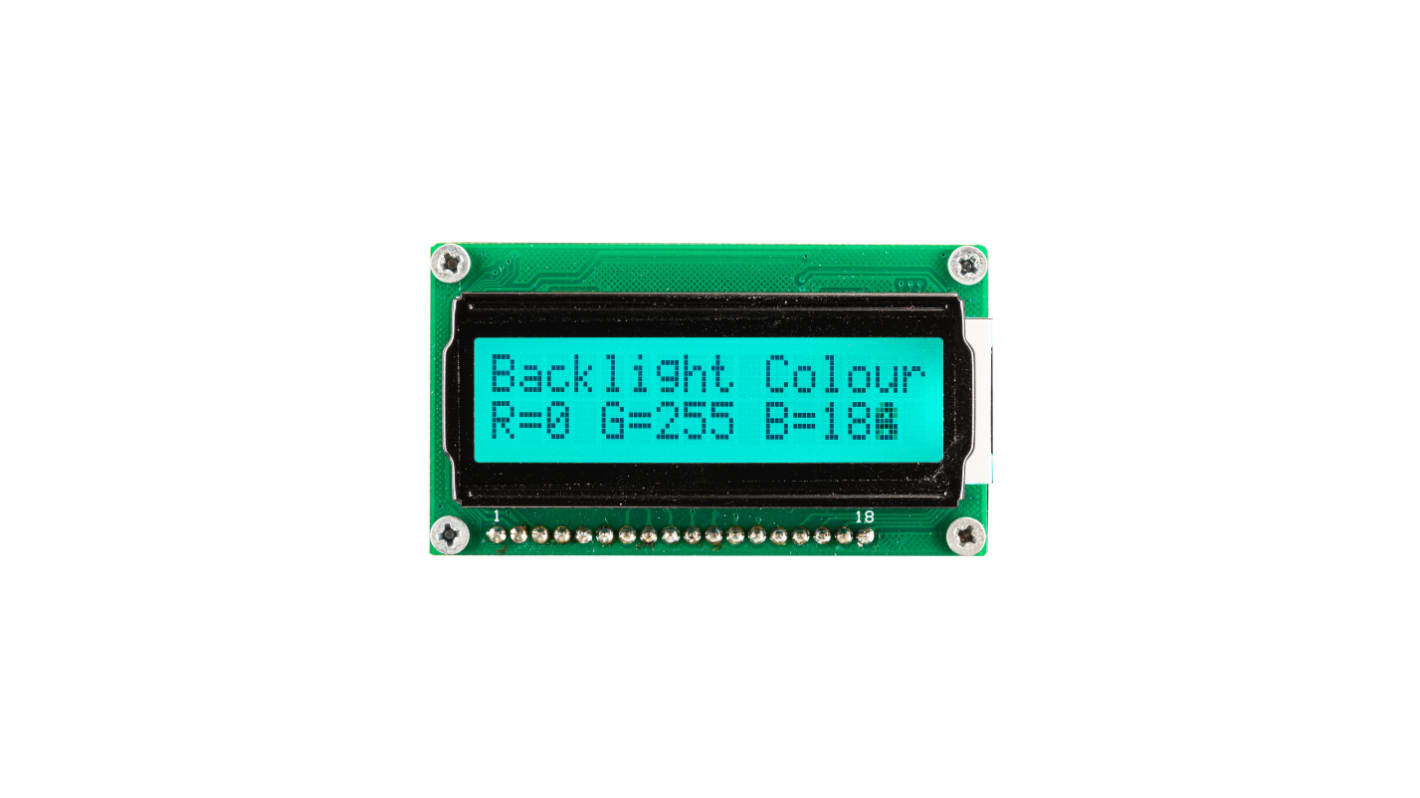 Midas MD21605H6W-FPTLRGB LCD LCD Display, 2 Rows by 16 Characters