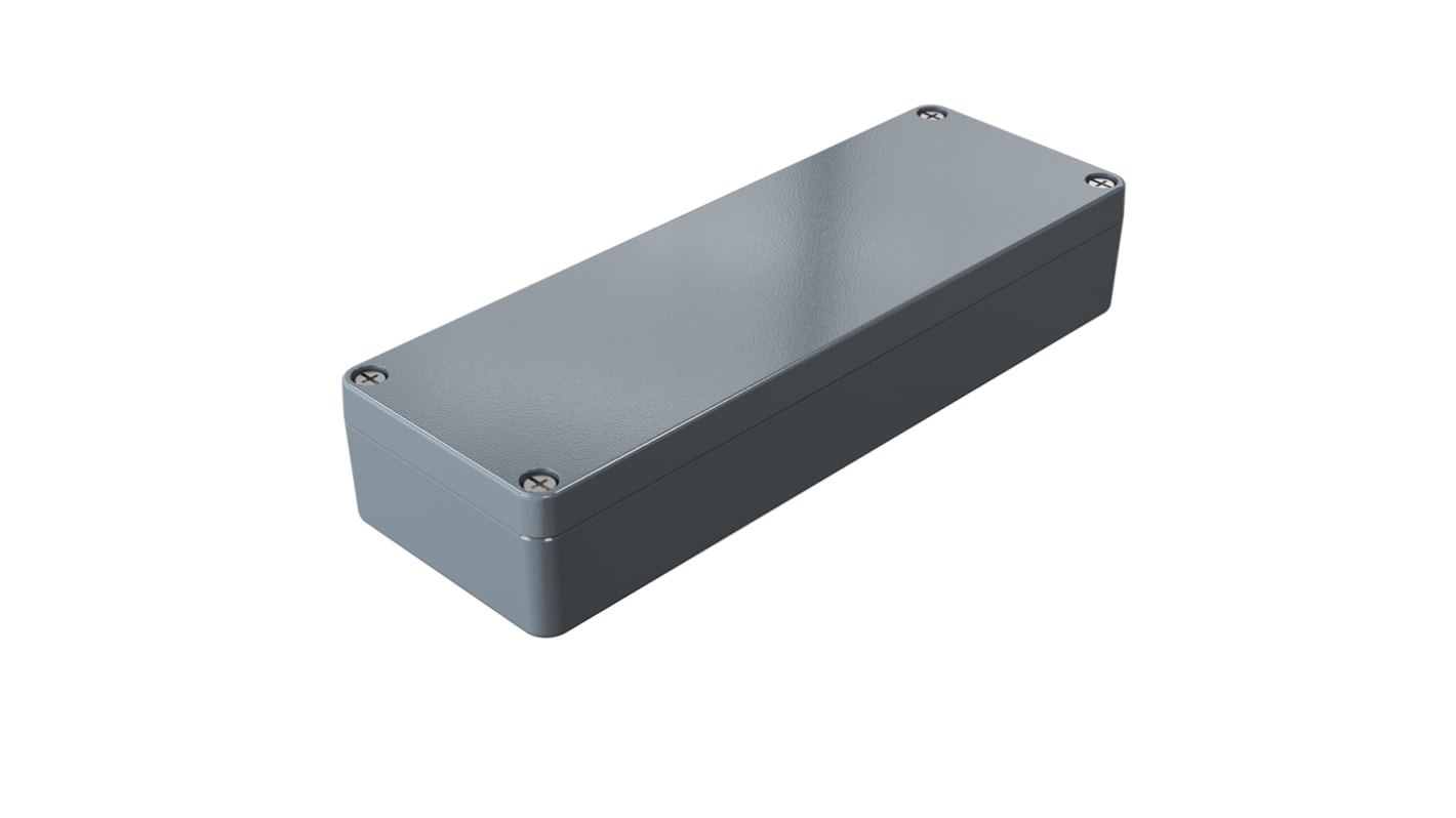 Rose Aluminium Standard Series Grey Die Cast Aluminium Enclosure, IP66, IK09, Grey Lid, 64 x 185 x 34mm