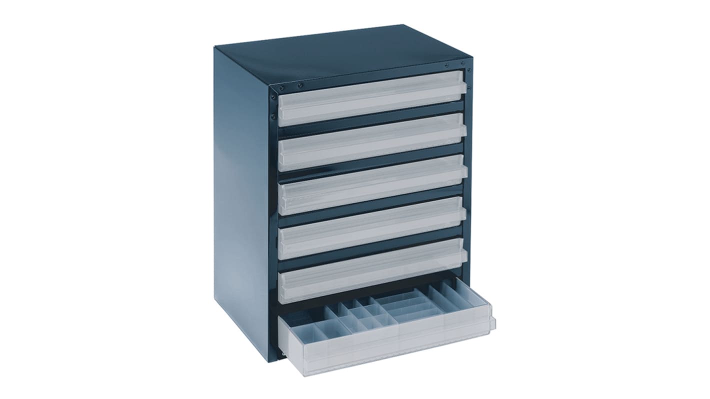 Raaco 6 Drawer Storage Unit, Steel, 435mm x 357mm x 255mm, Blue