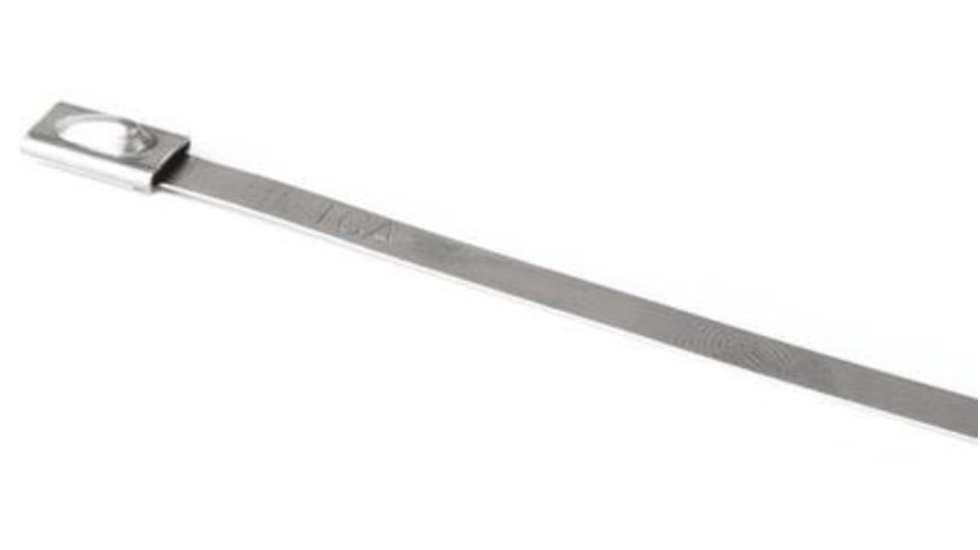 HellermannTyton Cable Tie, Roller Ball, 681mm x 4.6 mm, Metallic 316 Stainless Steel, Pk-100