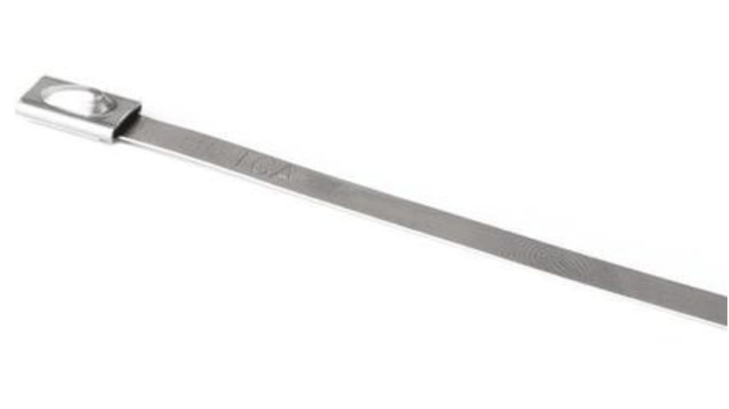 HellermannTyton Cable Tie, Roller Ball, 838mm x 7.9 mm, Metallic 316 Stainless Steel, Pk-50