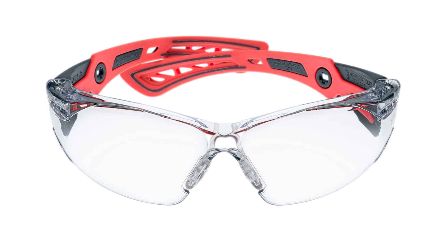 Bolle RUSH+ Anti-Mist UV Safety Glasses, Clear PC Lens