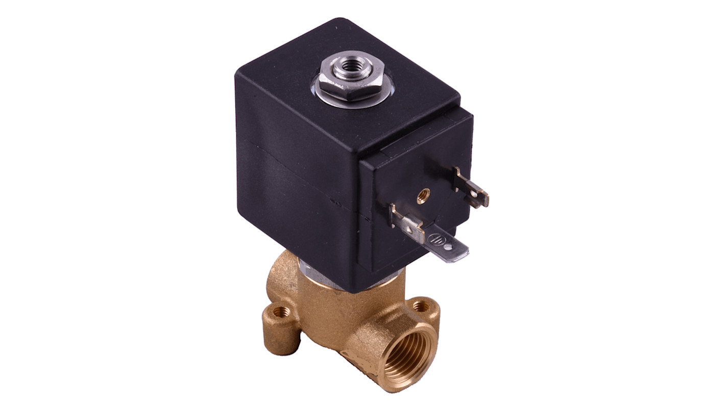 Válvula de solenoide RS PRO de 2 puertos, Hembra G de 1/4 pulg., Directo, NC de 24 V