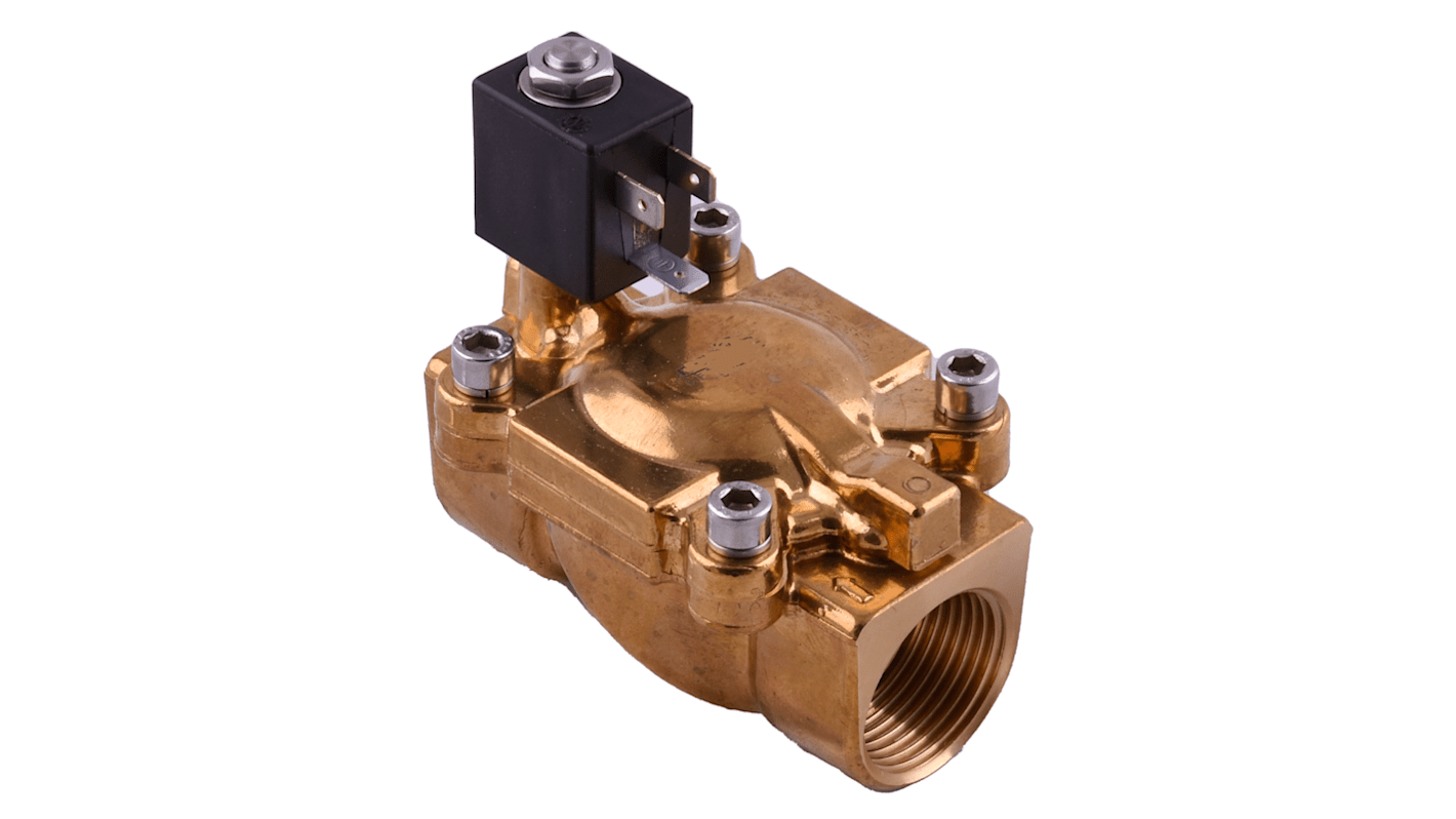 Válvula de solenoide RS PRO de 2 puertos, Hembra G de 1/2 pulg., Solenoide, NC de 220 V