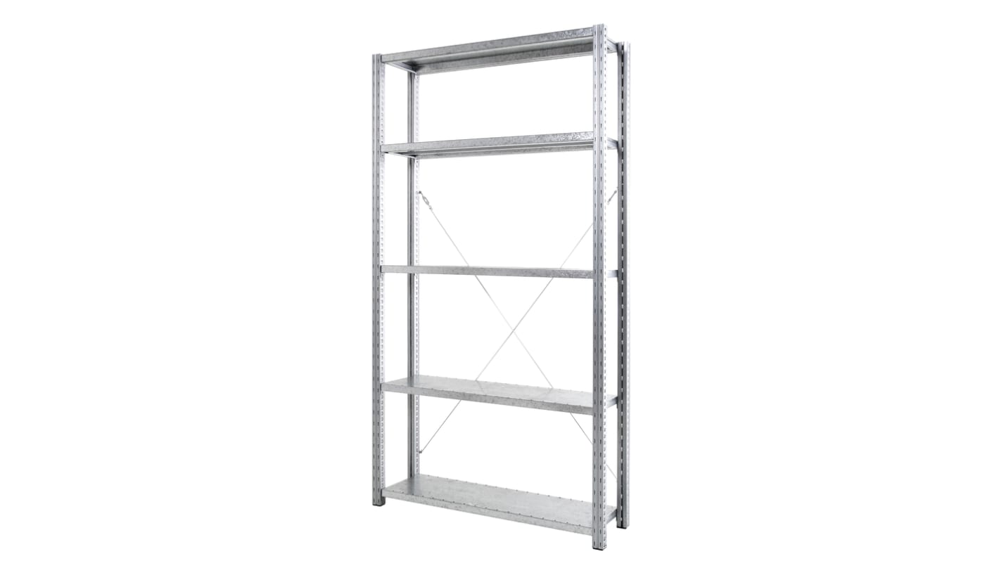 Manorga Regal Typ Regal Starterset aus Stahl in Galvanisiert, 150kg, 2000mm, 1000mm x 800mm x 400mm