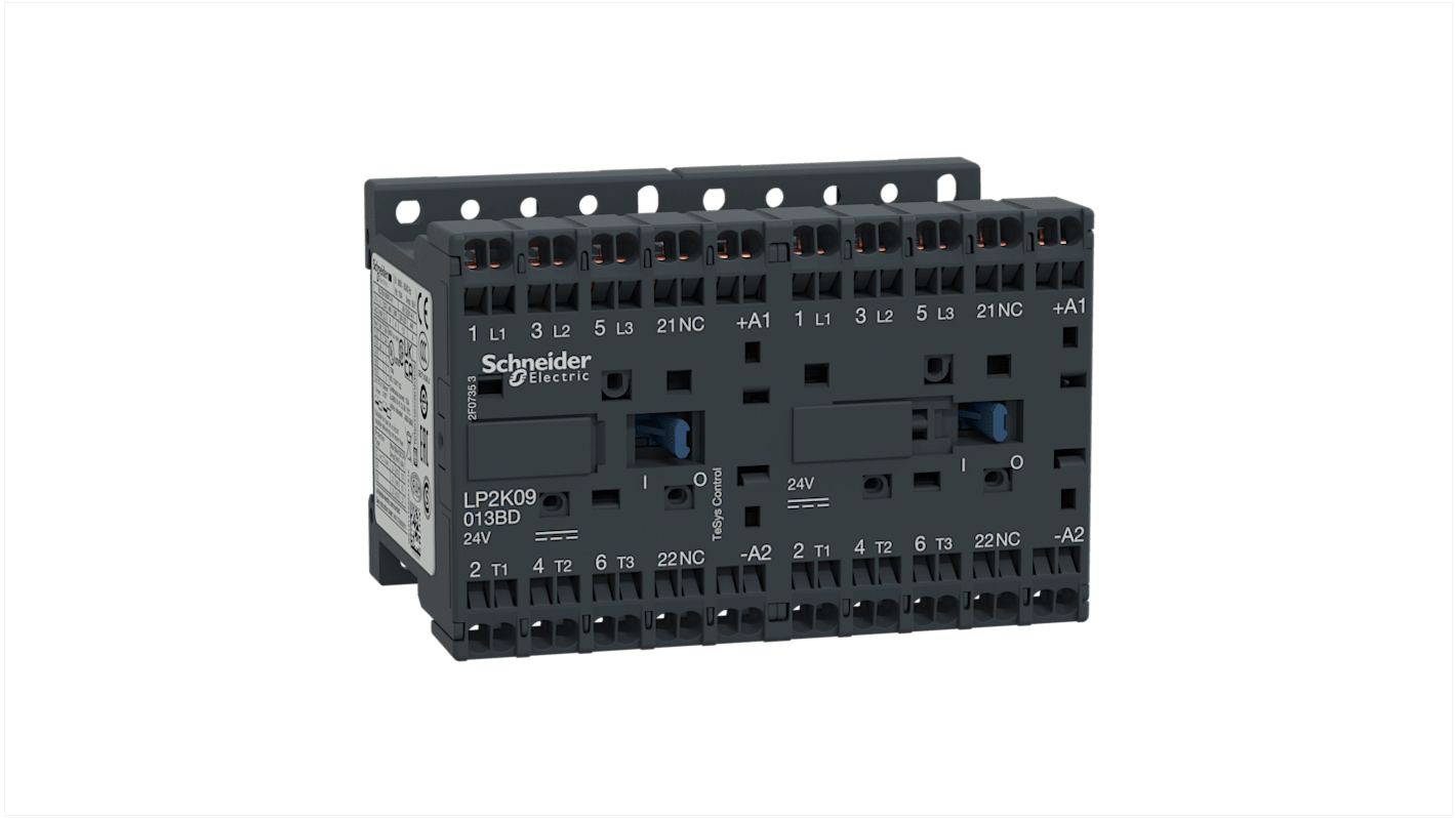 Schneider Electric TeSys K LP2K Wendeschütz / 24 V Spule, 3 -polig 1 Schließer, 1 Öffner / 9 A, Umkehrend