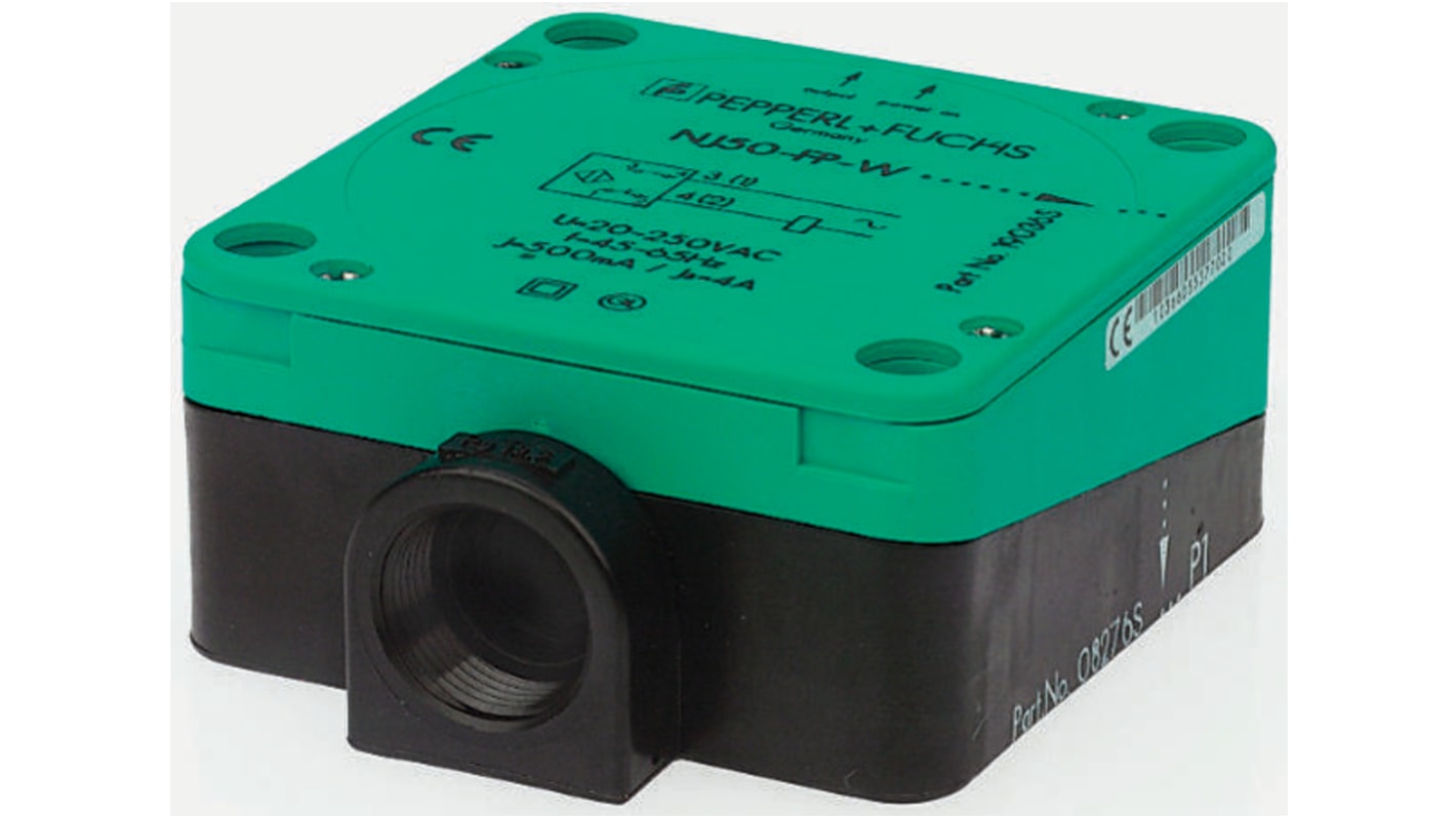 Pepperl + Fuchs Inductive Block-Style Proximity Sensor, 50 mm Detection, NPN Output, 10 → 30 V dc, IP67