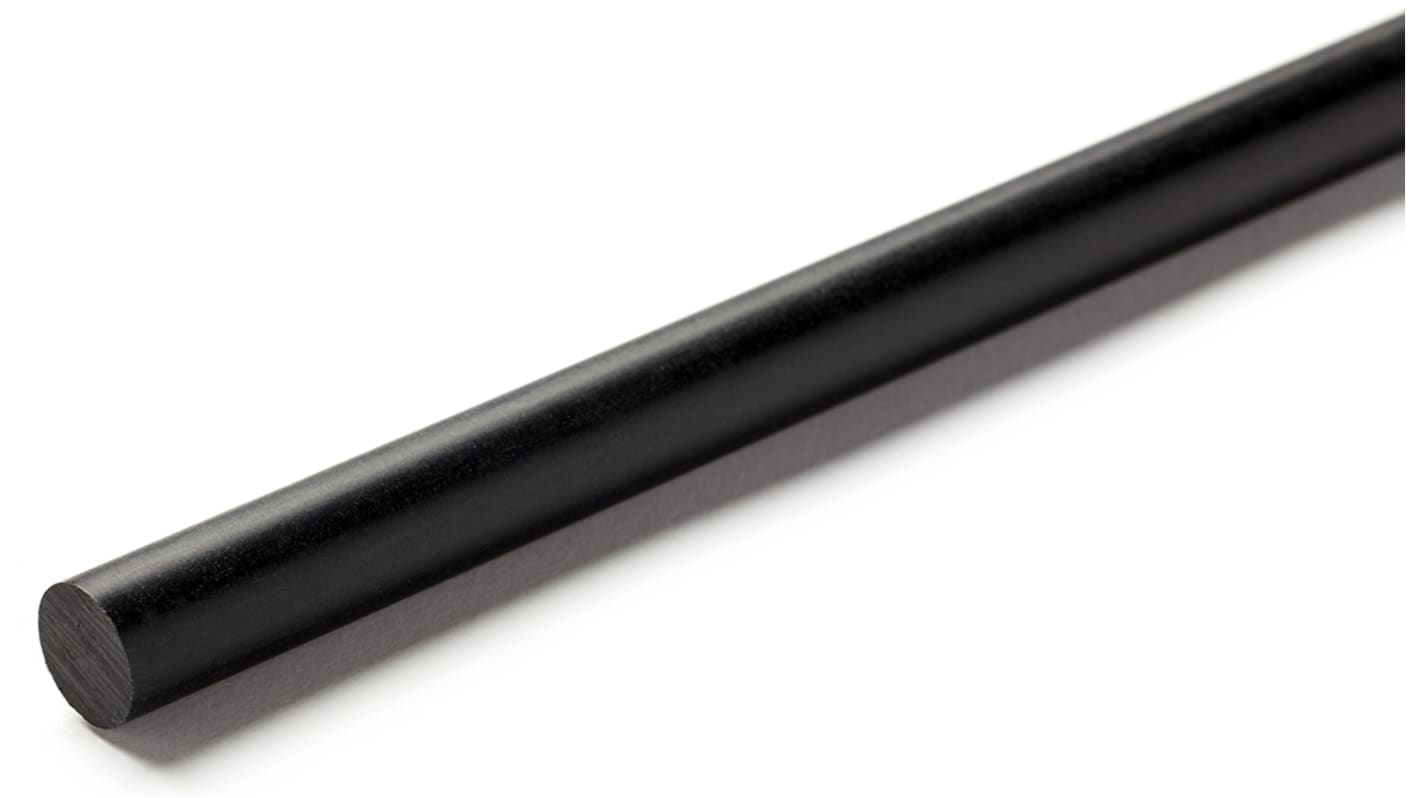 RS PRO Black Nylon Rod, 1m x 20mm Diameter