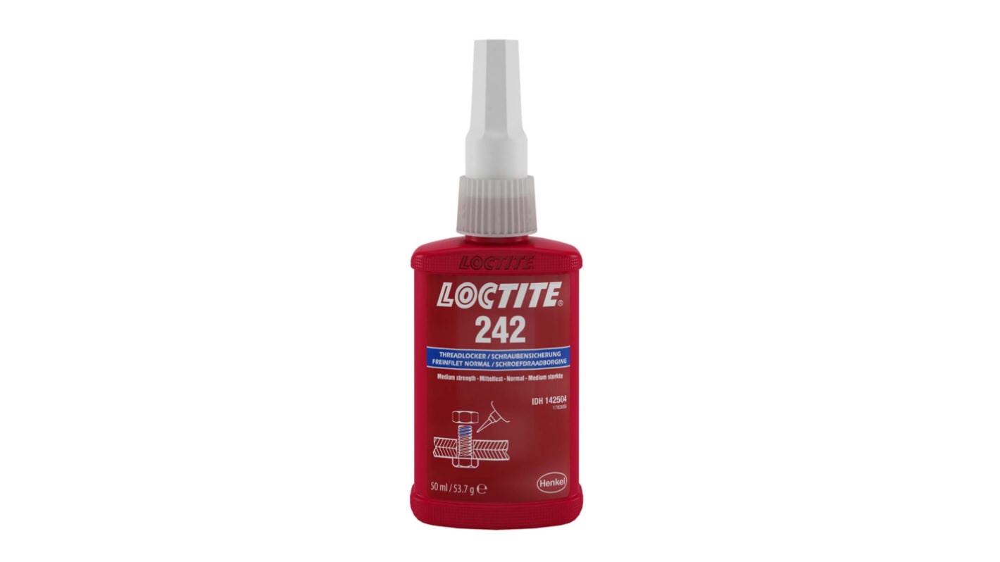 Loctite 242 Schraubensicherungsklebstoff anaerob Flüssig Blau , Flasche 50 ml, Mittelfest aushärtend in 24 h