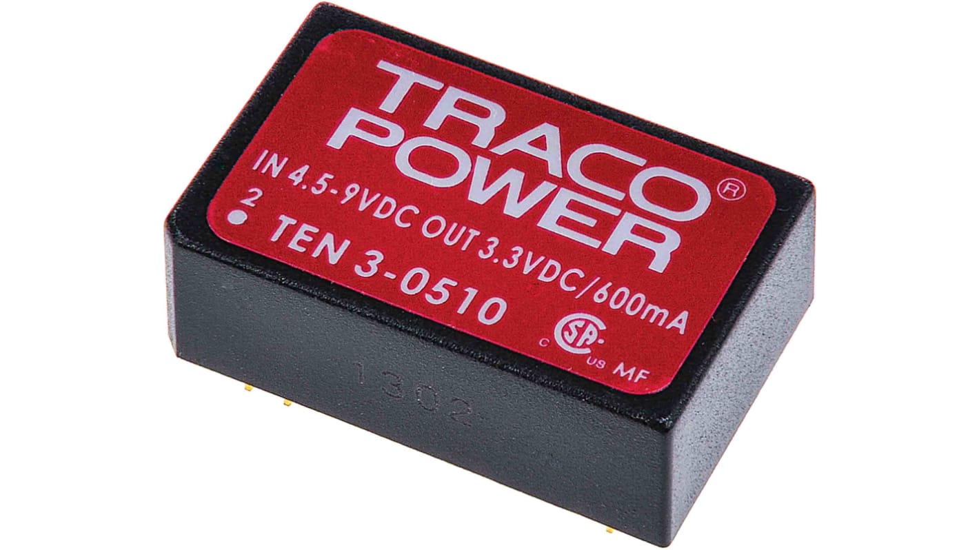 TRACOPOWER TEN 3 DC/DC-Wandler 3W 48 V dc IN, 12V dc OUT / 250mA Durchsteckmontage 1.5kV dc isoliert