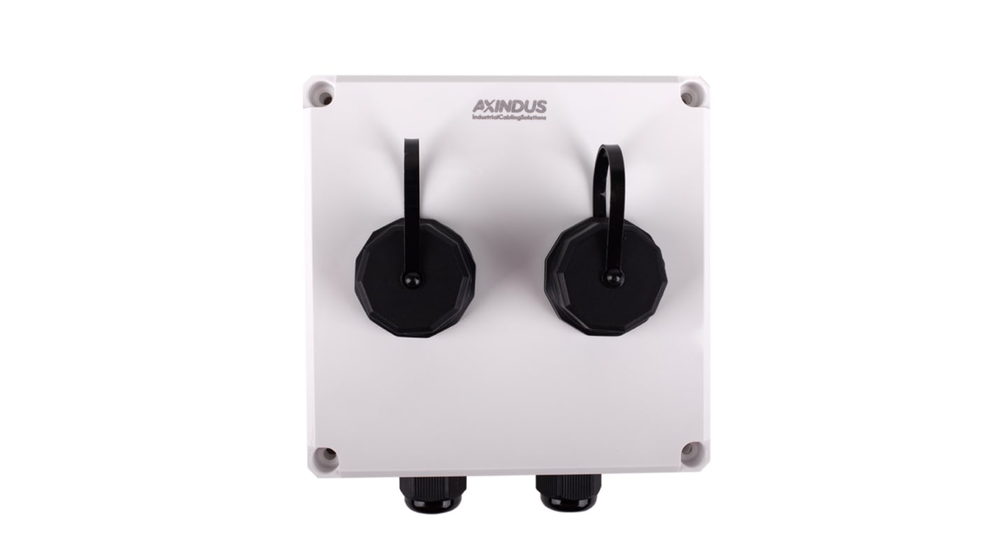 Conector, caja IP67 AXINDUS RJ45 para uso con Conexiones en entornos industriales o al aire libre