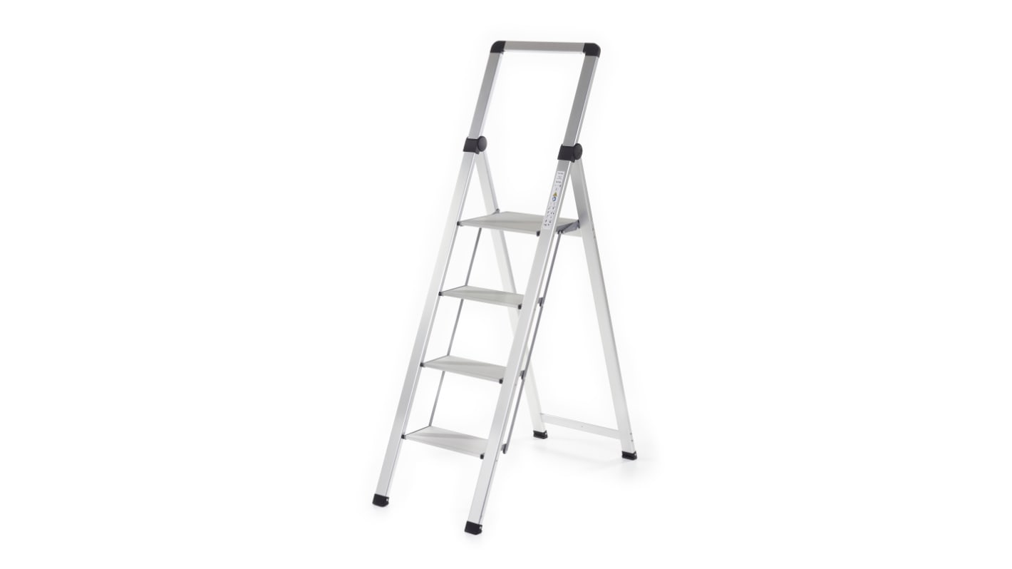 RS PRO 4 Tread Aluminium Steps 1510mm Platform Height, Silver