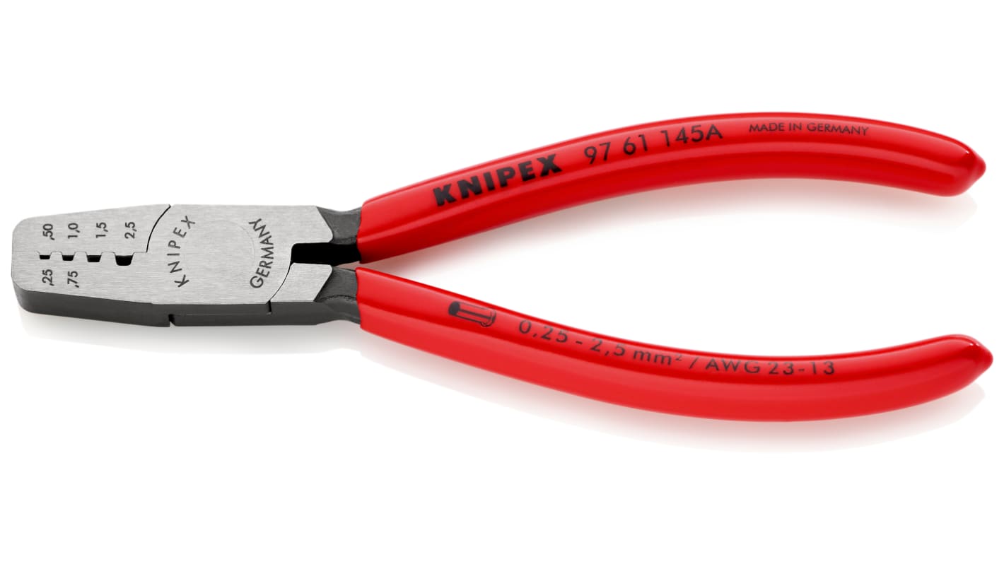 Knipex Hand Crimpzange 0.25mm² → 2,5mm² / 23 → 13AWG für Drahtverschraubungen, 145 mm