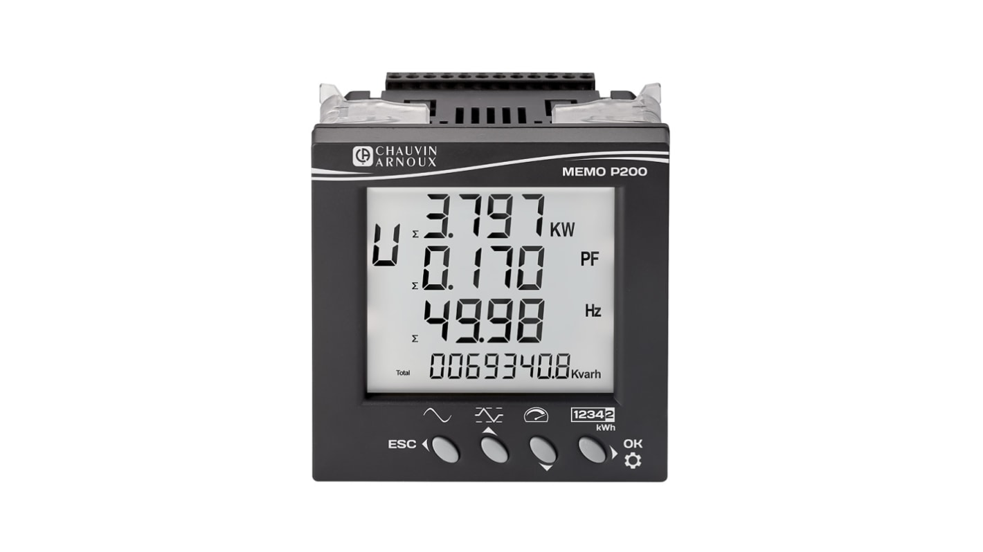 Chauvin Arnoux Energy 3 Phase Backlit LCD Power Monitoring Device, Type Energy Meter