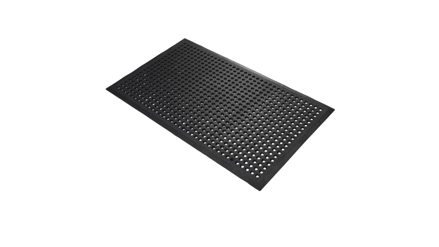 疲労軽減マット なし Coba Europe ゴム 穴 ドライ, 湿 16mm なし Black 1.5m x 0.9m 単品 Worksafe