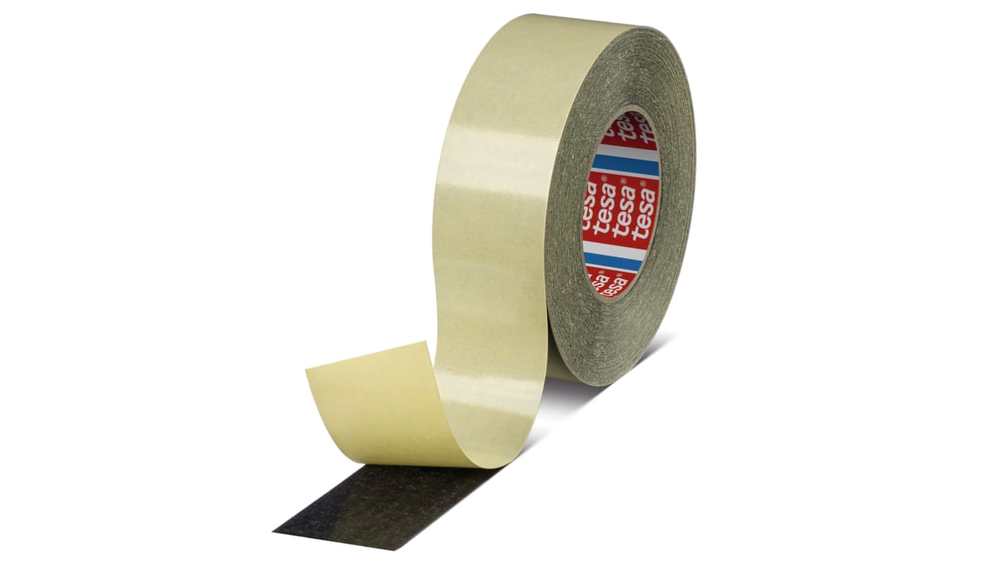 Tesa 5938 White Double Sided Cloth Tape, 190 Thick, 8 N/cm, Cloth Backing, 50mm x 50m