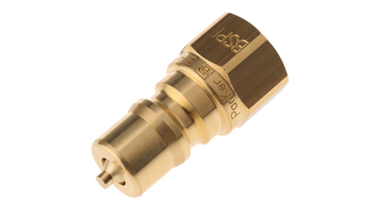 Parker Brass Female Hydraulic Quick Connect Coupling, G 3/8 Male