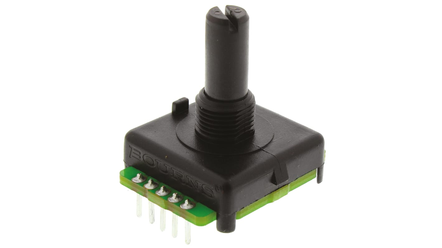 Bourns 128 Pulse Absolute Mechanical Rotary Encoder with a 6.35 mm Plain with Slot Shaft (Not Indexed), Bracket Mount