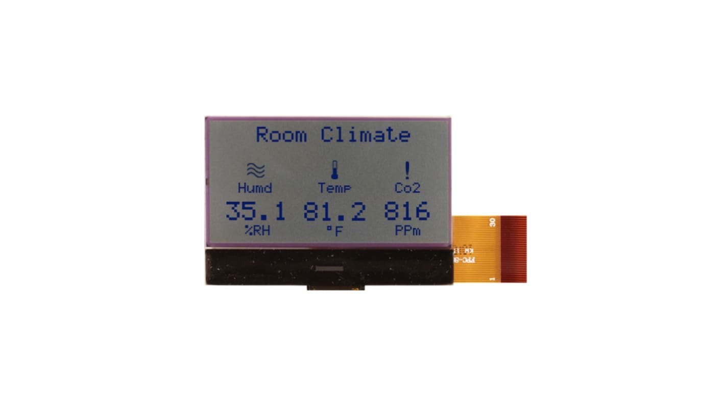 NEWHAVEN DISPLAY INTERNATIONAL LCD monokrom display, Baggrundfarve Hvid 55.5 x 38.0 x 2.1mm, LCD, 128x64pixels Ingen