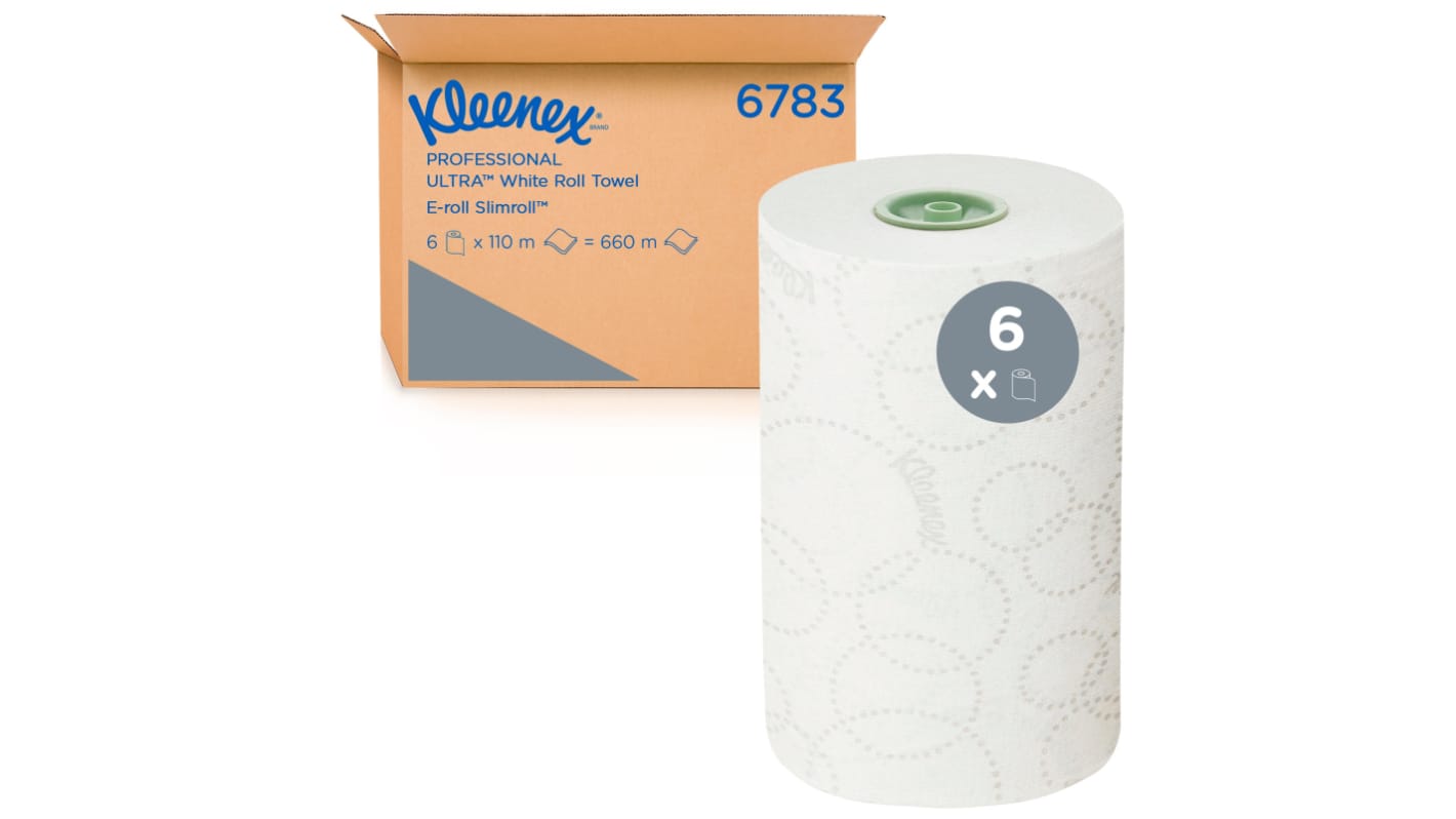 Kimberly Clark Kleenex Ultra Slimroll Rolled White Paper Towel, 110 x 19.1mm, 2-Ply