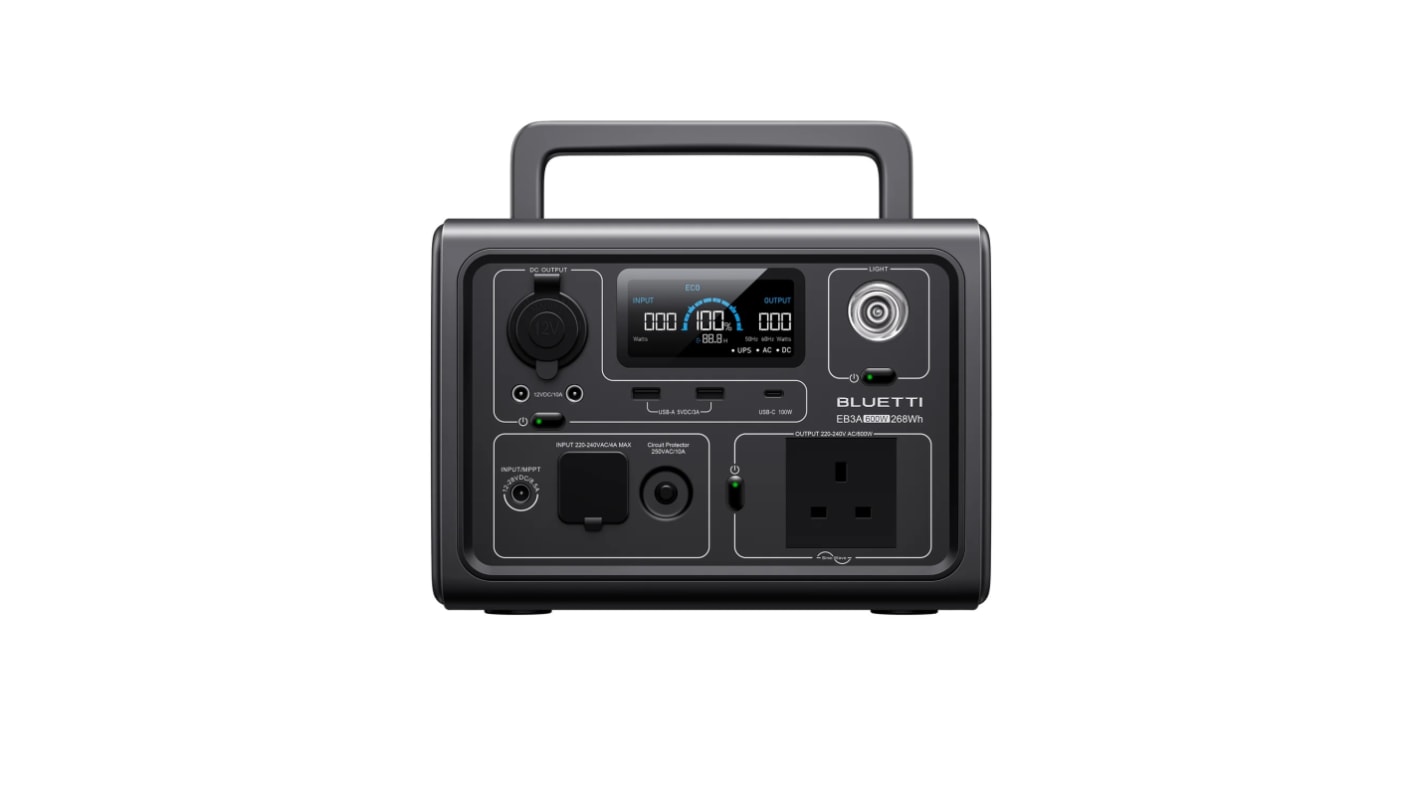 Bluetti EB3A-UK-GY-BL-01 28V dc Portable Power Station