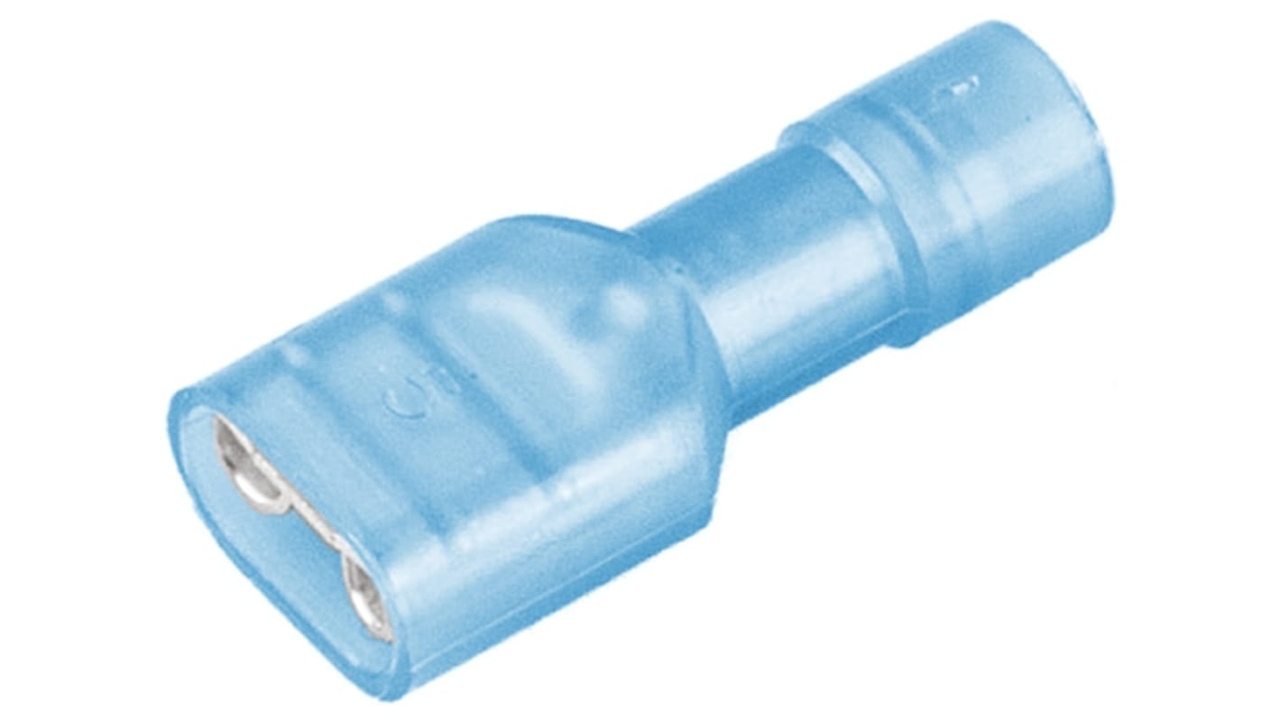 RS PRO Blue Insulated Female Spade Connector, Double Crimp, 6.35 x 0