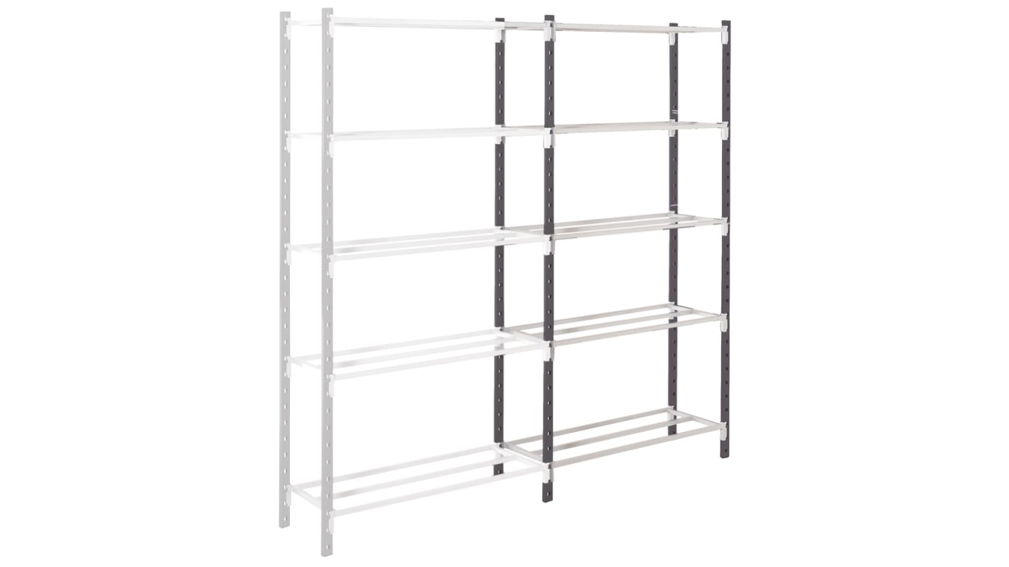 Manorga RAL 7024 5 Shelf Modular Shelving Extension Bay, 2000mm x 1000mm, 500mm, 217kg Load