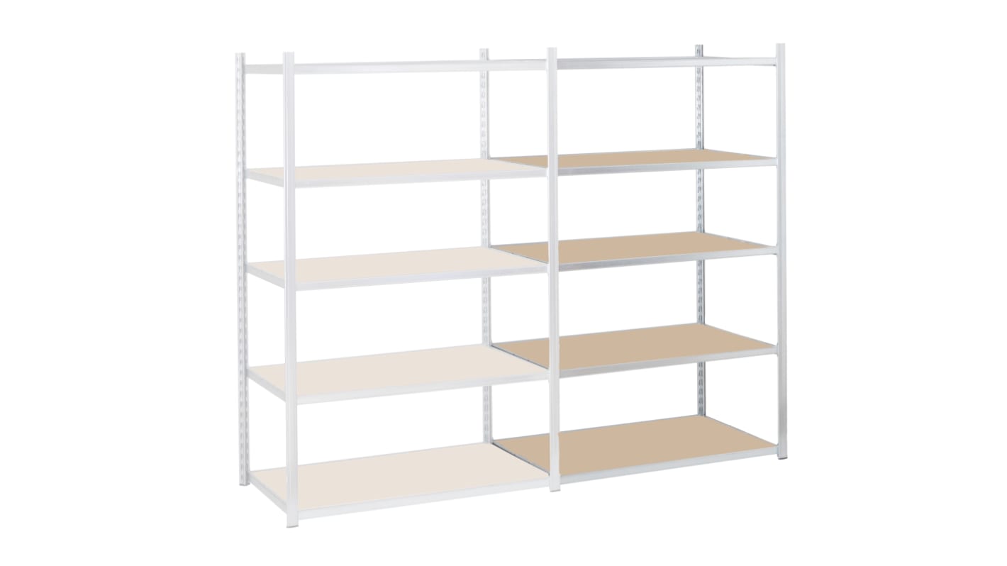 Manorga Galvanised 5 Shelf Galvanised Steel Quickshelf Extension Bay, 2000mm x 1000mm, 500mm, 300kg Load