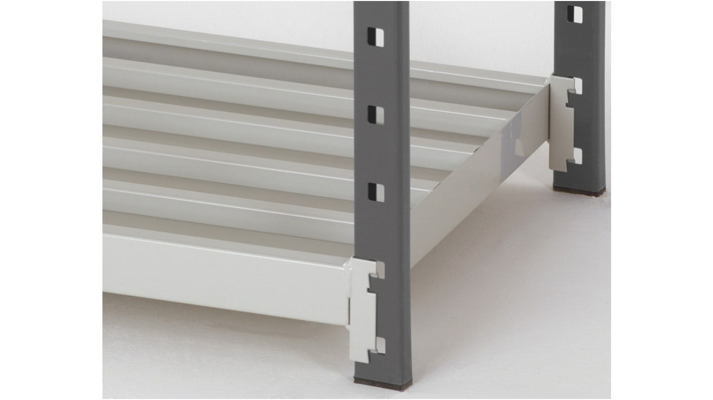 Manorga RAL 7035 Light Grey 1 Shelf Sheet Steel Quickshelf Extension Bay x 1000mm, 400mm, 70kg Load