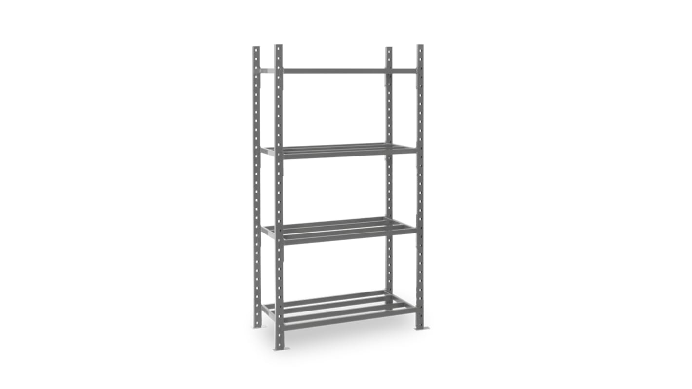 Manorga RAL 7024 4 Shelf Sheet Steel Modular Shelving Starter Bay, 2000mm x 1010mm, 1000mm, 500kg Load