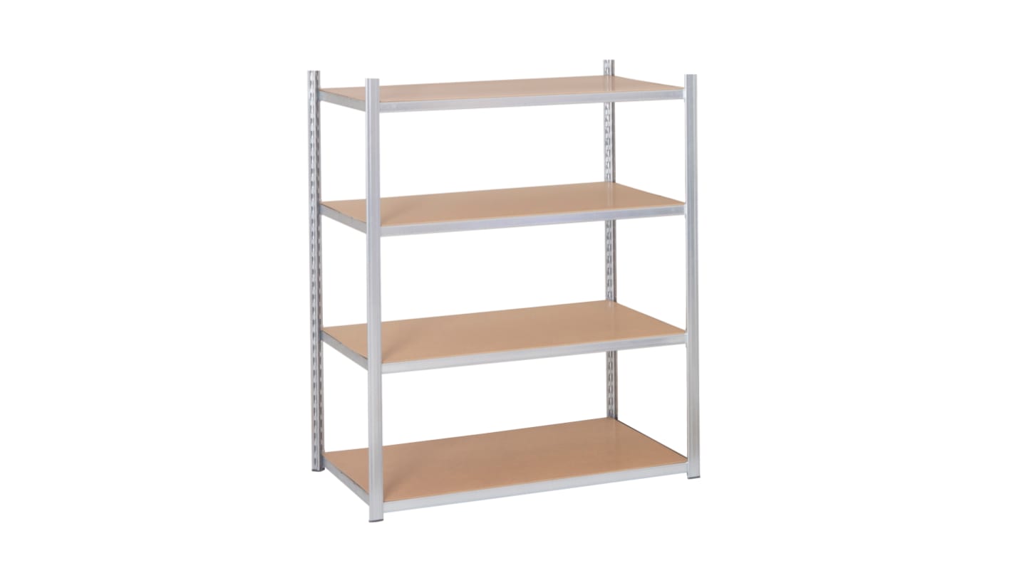 Manorga Galvanised 4 Shelf Galvanised Steel Quickshelf Starter Bay, 1760mm x 1000mm, 1000mm, 159kg Load