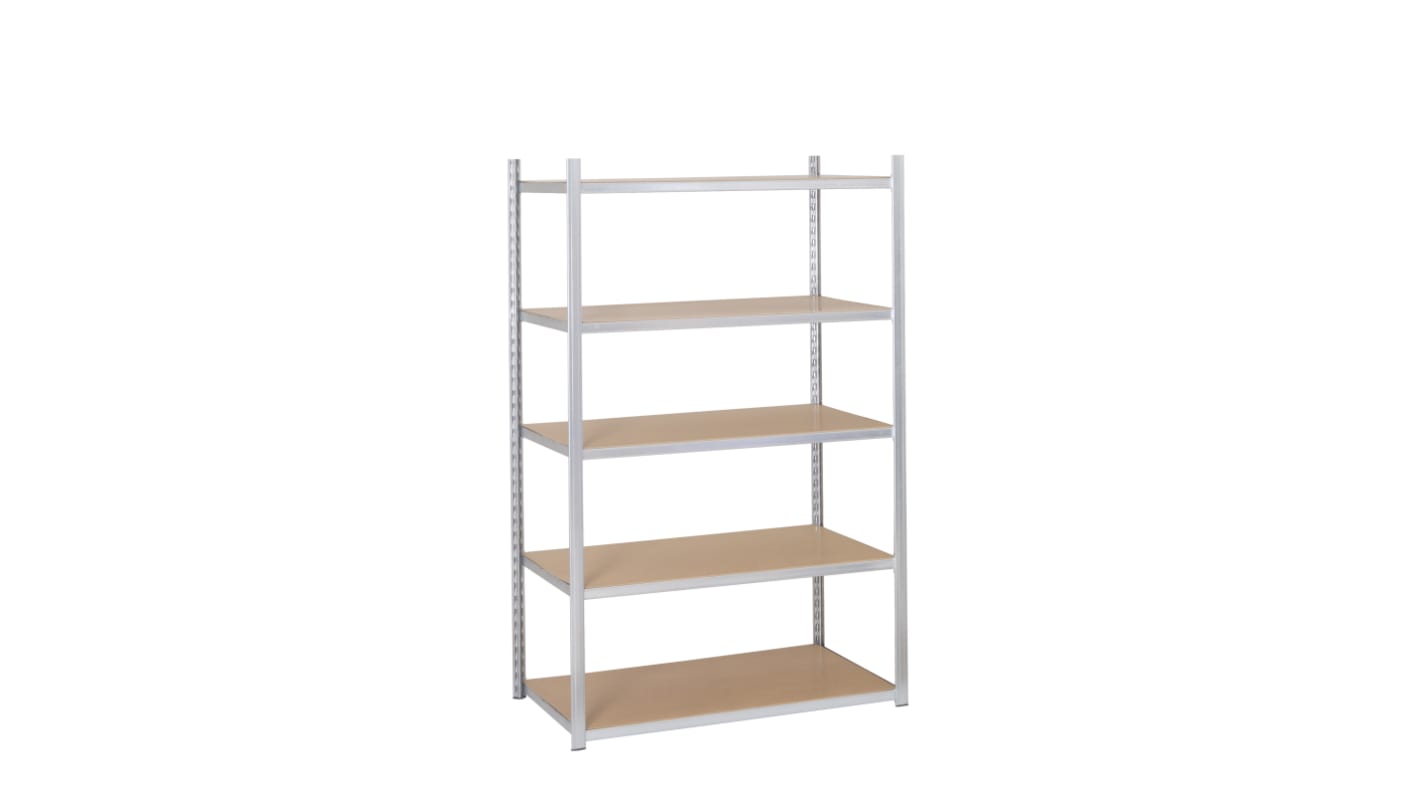 Manorga Galvanised 5 Shelf Galvanised Steel Quickshelf Starter Bay, 2000mm x 1000mm, 1000mm, 159kg Load