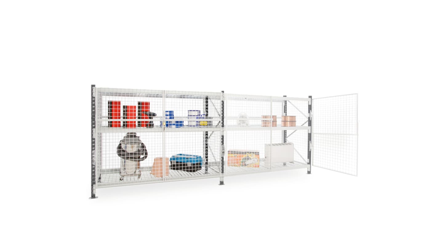 Manorga RAL 7035 Light Grey 2 Shelf Galvanised Steel Modular Shelving Starter Bay, 2000mm x 1800mm, 800mm, 683kg Load