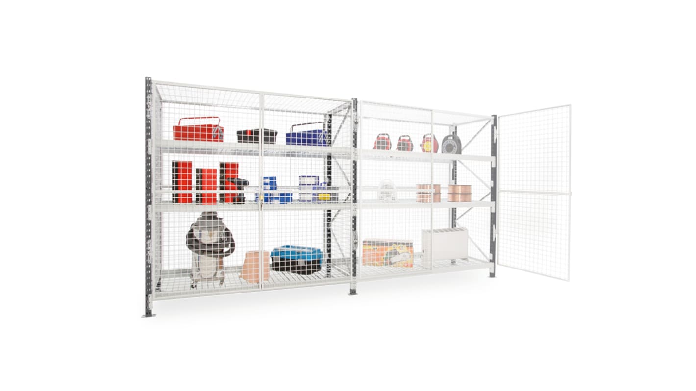 Manorga RAL 7035 Light Grey 3 Shelf Galvanised Steel Modular Shelving Starter Bay, 1800mm x 1800mm, 600mm, 683kg Load