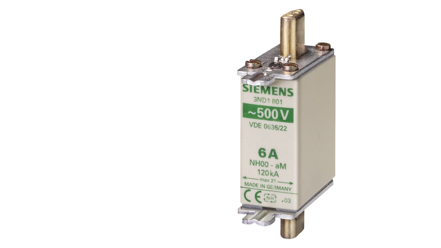 Siemens 6A NH Fuse, NH000, 440 - 500V ac/dc