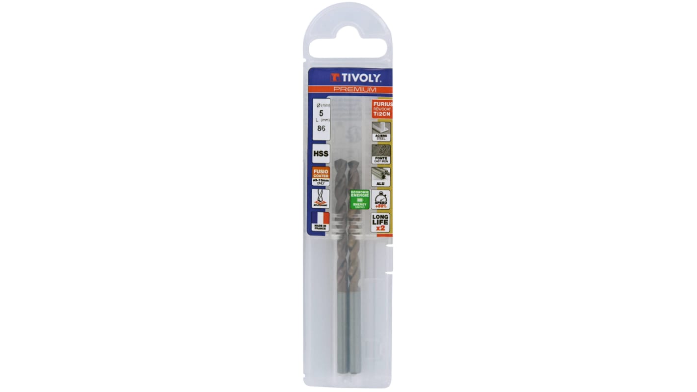 Tivoly 1145414 Series High Speed Steel, 5mm Diameter, 86 mm Overall