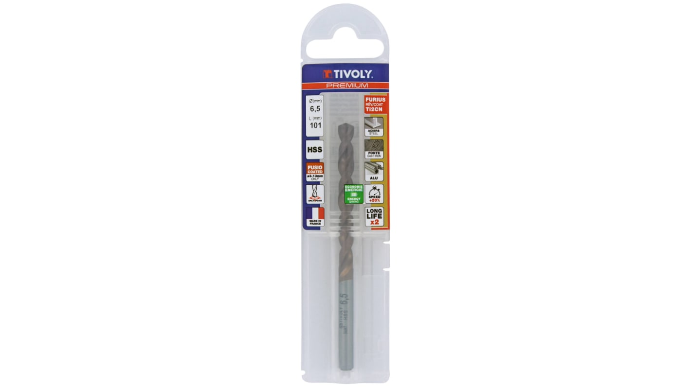 Tivoly 1145414 Series High Speed Steel, 6.5mm Diameter, 101 mm Overall