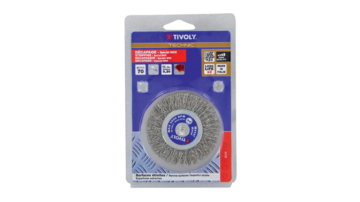 Tivoly Stainless Steel Circular Abrasive Brush, 70mm Diameter