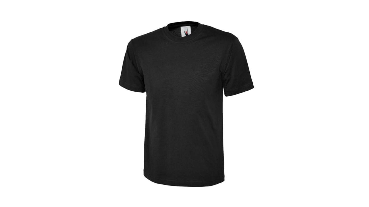 Camiseta de manga corta Uneek, de 100% algodón, de color Negro